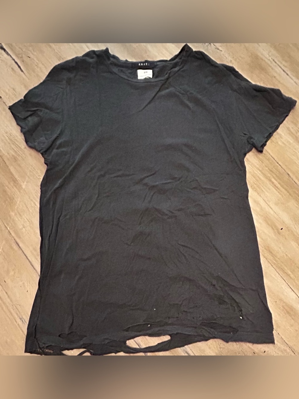 Ksubi Distressed Black Short Sleeve Crew Tee